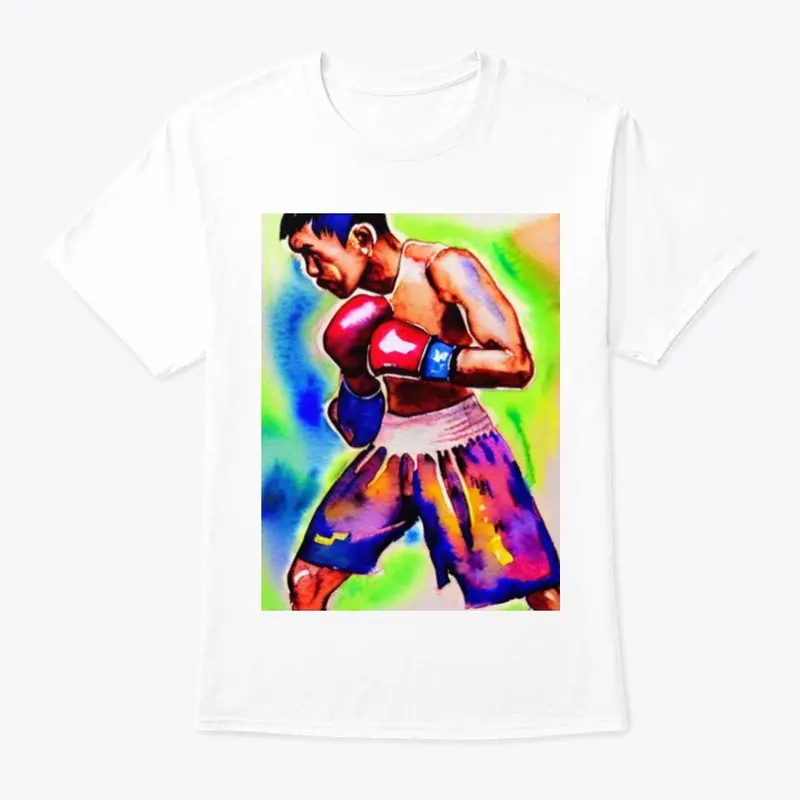 Thai boxer in bright watercolors